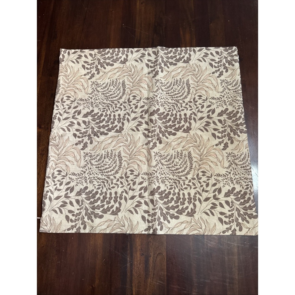 Rejuvenation Throw Pillow Cover Linen Botanical 20"‎ Square Mocha Brown Leaves
